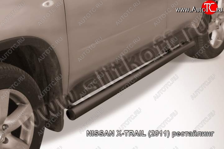 10 599 р. Защита порогов Slitkoff Nissan X-trail 2 T31 дорестайлинг (2007-2011) (Цвет: серебристый)  с доставкой в г. Набережные‑Челны