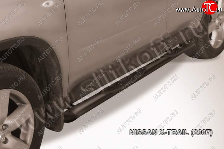 10 849 р. Пороги d76 с проступями со скосами Nissan X-trail 2 T31 дорестайлинг (2007-2011) (Цвет: серебристый)  с доставкой в г. Набережные‑Челны