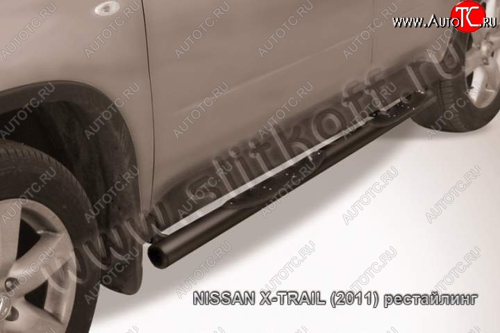 13 749 р. Защита порогов Slitkoff  Nissan X-trail  2 T31 (2007-2011) дорестайлинг (Цвет: серебристый)  с доставкой в г. Набережные‑Челны