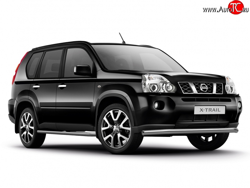 8 199 р. Широкая защита порогов Petroil Tuning Nissan X-trail 2 T31 дорестайлинг (2007-2011)  с доставкой в г. Набережные‑Челны