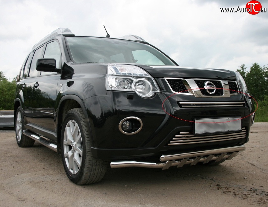 2 204 р. Декоративная вставка воздухозаборника Novline (d16 мм, верхняя) Nissan X-trail 2 T31 рестайлинг (2010-2015)  с доставкой в г. Набережные‑Челны