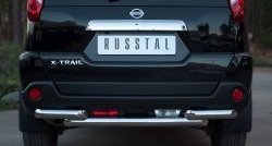 16 599 р. Защита заднего бампера (2 трубы Ø63, нержавейка) SLITKOFF  Nissan X-trail  2 T31 (2010-2015) рестайлинг  с доставкой в г. Набережные‑Челны. Увеличить фотографию 1