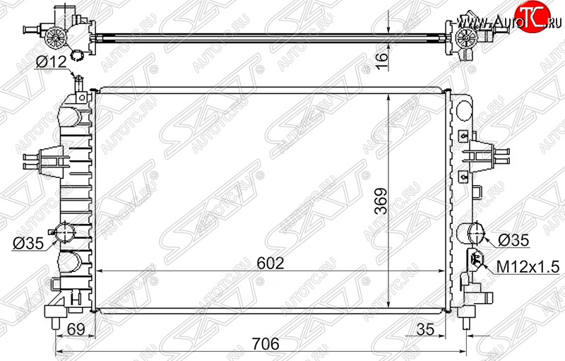 4 999 р. Радиатор двигателя SAT Opel Astra H универсал (2004-2007)  с доставкой в г. Набережные‑Челны