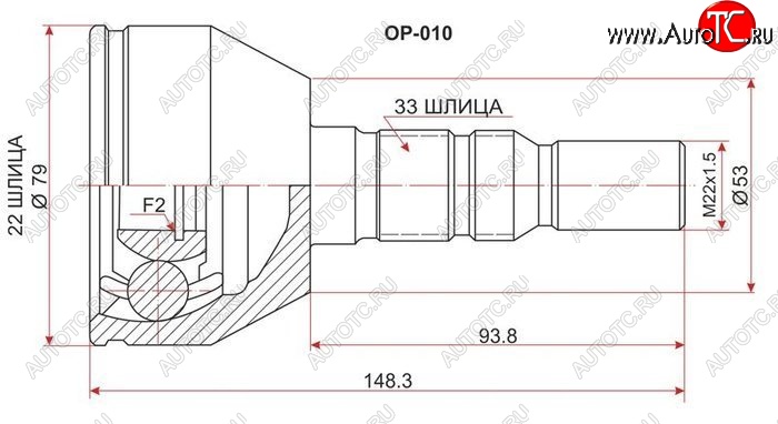 1 639 р. Шрус (наружный) SAT (22*33*53 мм) Opel Astra H универсал (2004-2007)  с доставкой в г. Набережные‑Челны