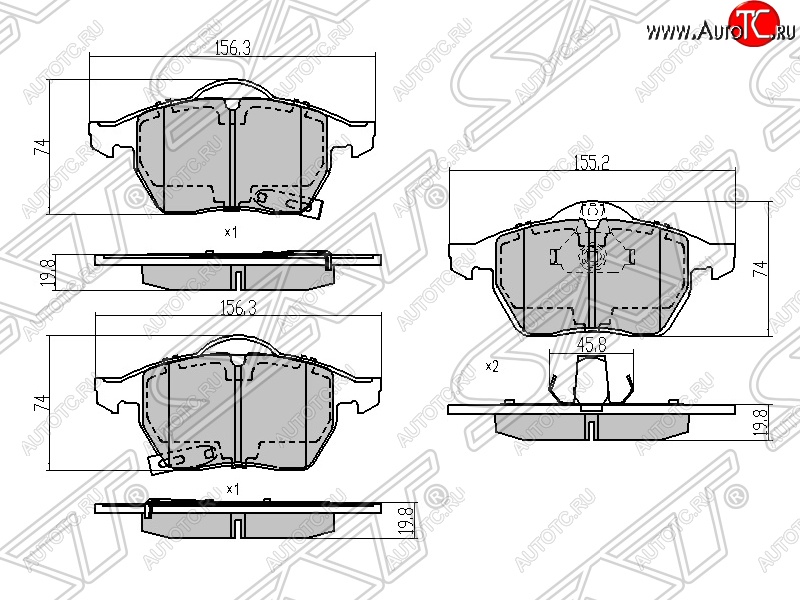 1 039 р. Колодки тормозные SAT (передние) Opel Astra G седан (1998-2005)  с доставкой в г. Набережные‑Челны