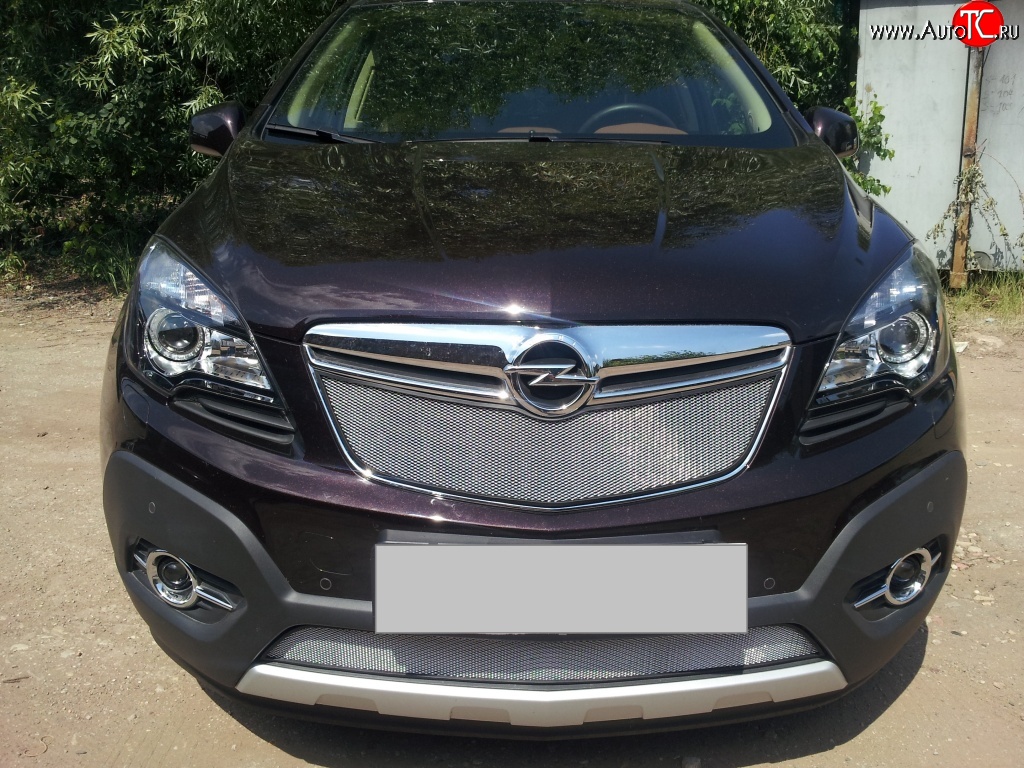 1 539 р. Сетка в решетку радиатора Russtal  Opel Mokka (2012-2016)  дорестайлинг (хром)  с доставкой в г. Набережные‑Челны