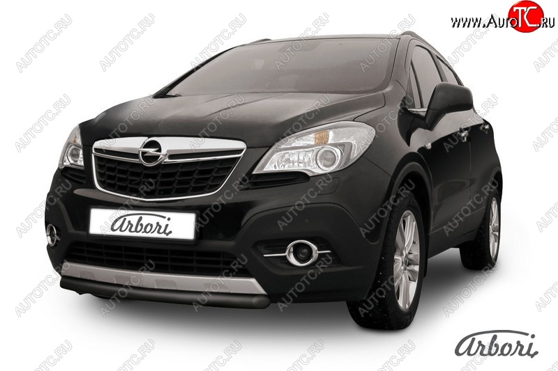 5 849 р. Защита переднего бампера Arbori (короткая, черная, 1 труба d57 mm). Opel Mokka  дорестайлинг (2012-2016)  с доставкой в г. Набережные‑Челны