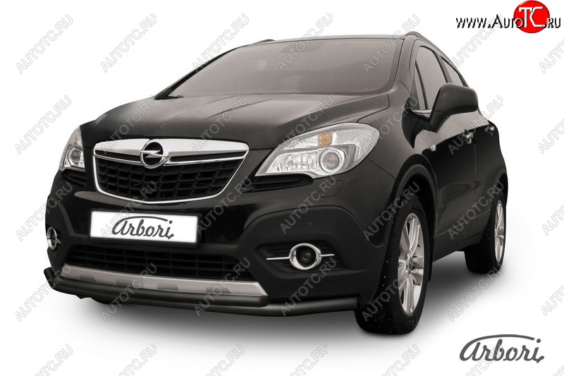 7 559 р. Защита переднего бампера Arbori (черная, 2 трубы d57 и 42 mm) Opel Mokka  дорестайлинг (2012-2016)  с доставкой в г. Набережные‑Челны