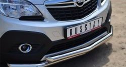 17 999 р. Защита переднего бампера (2 трубыØ63 мм, нержавейка) SLITKOFF Opel Mokka  дорестайлинг (2012-2016)  с доставкой в г. Набережные‑Челны. Увеличить фотографию 2