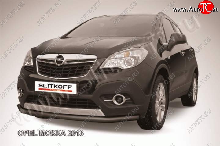 9 549 р. защита переднего бампера Slitkoff  Opel Mokka (2012-2016)  дорестайлинг (Цвет: серебристый)  с доставкой в г. Набережные‑Челны