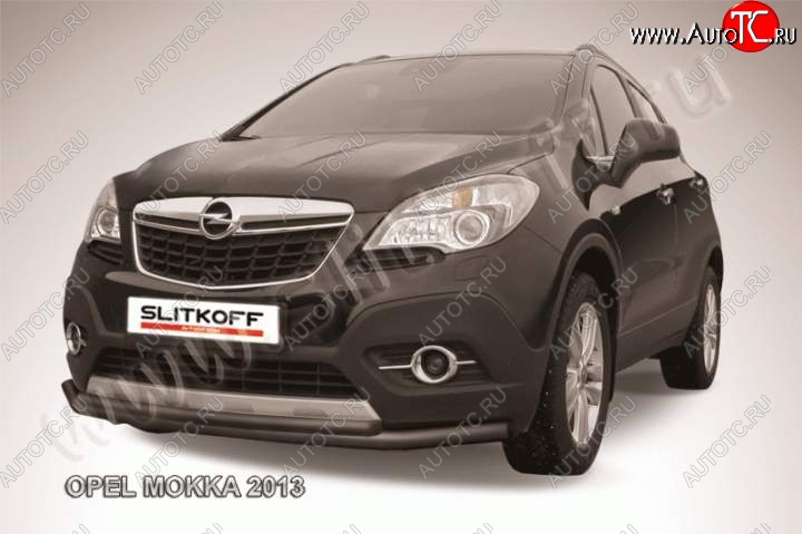 11 249 р. Защита переднего бампер Slitkoff Opel Mokka  дорестайлинг (2012-2016) (Цвет: серебристый)  с доставкой в г. Набережные‑Челны