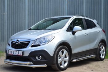 35 549 р. Защита порогов из круглой трубы диаметром 42 мм SLITKOFF v3 Opel Mokka  дорестайлинг (2012-2016)  с доставкой в г. Набережные‑Челны. Увеличить фотографию 1