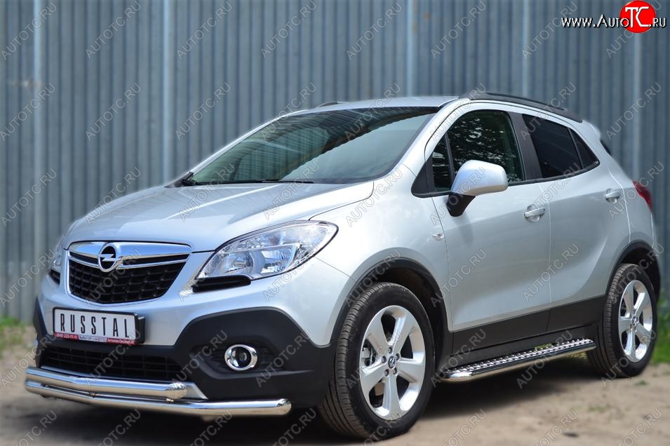 35 549 р. Защита порогов из круглой трубы диаметром 42 мм SLITKOFF v3 Opel Mokka  дорестайлинг (2012-2016)  с доставкой в г. Набережные‑Челны