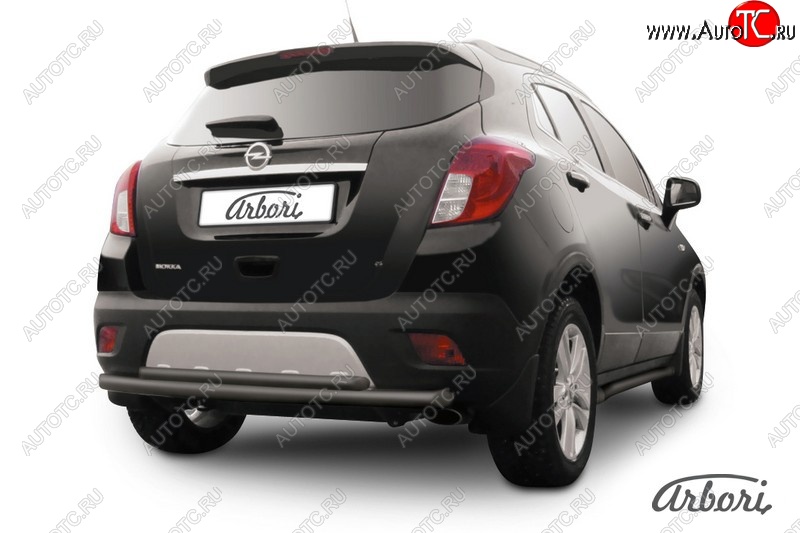 6 749 р. Защита заднего бампера Arbori (черная, 2 трубы d57 и 42 mm). Opel Mokka  дорестайлинг (2012-2016)  с доставкой в г. Набережные‑Челны