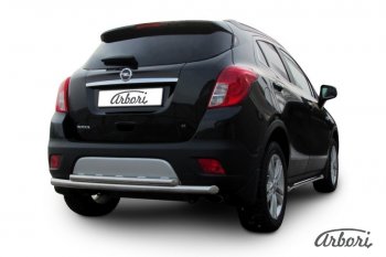 12 869 р. Защита заднего бампера Arbori (нержавейка, 2 трубы d57 и 42 mm). Opel Mokka  дорестайлинг (2012-2016)  с доставкой в г. Набережные‑Челны. Увеличить фотографию 2