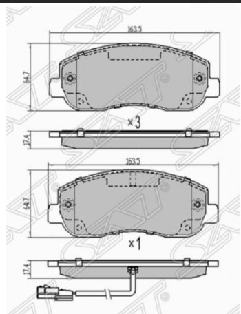 Комплект передних тормозных колодок SAT Opel (Опель) Movano (Мовано)  B (2010-2024), Renault (Рено) Master (Мастер)  FV,JV (2010-2018)