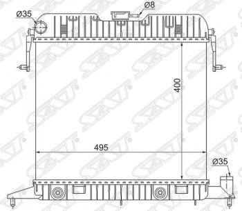 Радиатор двигателя (пластинчатый, 1.8/2.0, АКПП) SAT Opel Omega A универсал (1986-1994)