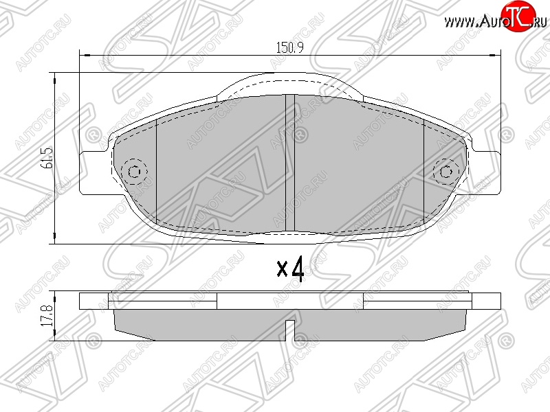 1 099 р. Колодки тормозные SAT (передние) Peugeot 308 T7 хэтчбэк 5 дв. рестайлинг (2011-2014)  с доставкой в г. Набережные‑Челны