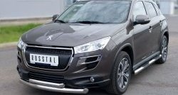 20 399 р. Защита переднего бампера (2 трубыØ76 и 63 мм, нержавейка) SLITKOFF Peugeot 4008 (2012-2017)  с доставкой в г. Набережные‑Челны. Увеличить фотографию 4