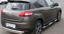 12 799 р. Защита заднего бампера (Ø76 и 42 мм, нержавейка) SLITKOFF  Peugeot 4008 (2012-2017) (с короткой нижней трубой)  с доставкой в г. Набережные‑Челны. Увеличить фотографию 4