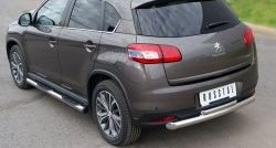 12 799 р. Защита заднего бампера (Ø76 и 42 мм, нержавейка) SLITKOFF Peugeot 4008 (2012-2017) (с короткой верхней трубой)  с доставкой в г. Набережные‑Челны. Увеличить фотографию 4