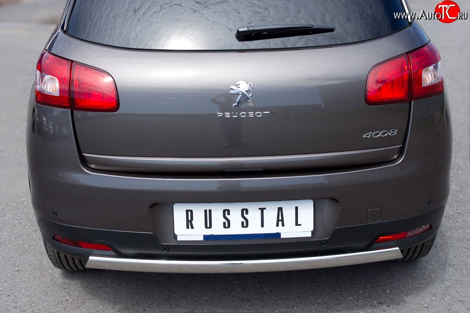 14 999 р. Защита заднего бампера (Ø75x42 мм, нержавейка) Russtal Peugeot 4008 (2012-2017)  с доставкой в г. Набережные‑Челны