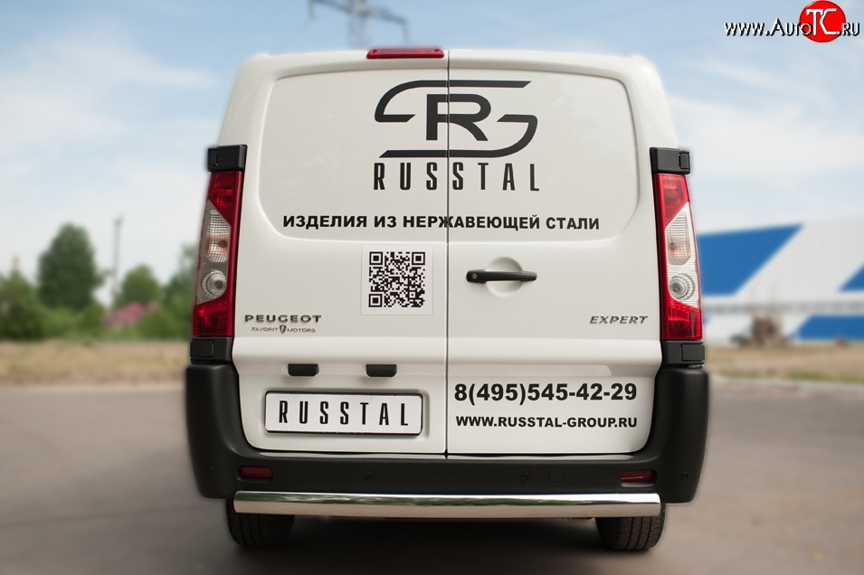 17 999 р. Защита заднего бампера (Ø75x42 мм, нержавейка) Russtal Peugeot Expert G9 минивэн дорестайлинг (2007-2013)  с доставкой в г. Набережные‑Челны