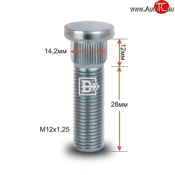 188 р. Забивная шпилька 28 мм ступицы Вектор M12x1.25x28 Suzuki Liana седан (2001-2008)