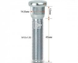 Забивная шпилька 45 мм ступицы Вектор M12 1.5 45 ТАГАЗ Tager 5d (2008-2012) 