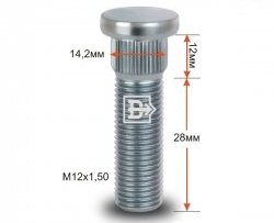 Забивная шпилька 28 мм ступицы Вектор M12 1.5 28 ТАГАЗ Tager 5d (2008-2012) 