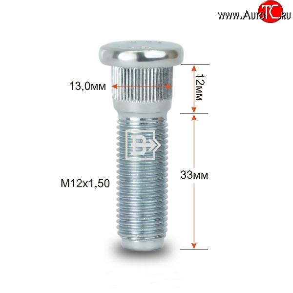 179 р. Забивная шпилька 33 мм ступицы Вектор M12 1.5 33 Chery M11 A3 седан (2010-2016)