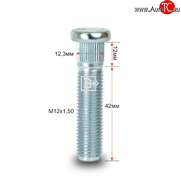 188 р. Забивная шпилька 42 мм ступицы Вектор M12x1.5x42 Toyota SW4 2 (2015-2025)