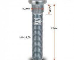 282 р. Забивная шпилька 58 мм ступицы Вектор M14 1.5 58 Chrysler 300C LD седан рестайлинг (2015-2022). Увеличить фотографию 1