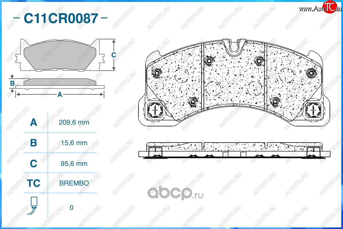 2 369 р. Комплект передних тормозных колодок CWORKS (209.6*15.6*95.6) Porsche Cayenne 958 (2010-2014)  с доставкой в г. Набережные‑Челны