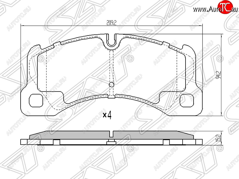 2 299 р. Колодки тормозные SAT (передние)  Porsche Cayenne ( 955,  957,  958) (2002-2014), Porsche Panamera  970 (2009-2013), Volkswagen Touareg ( GP,  NF) (2002-2014)  с доставкой в г. Набережные‑Челны