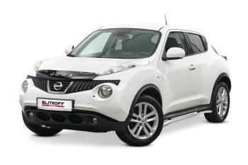 10 349 р. Защита порогов d42 с гибами Slitkoff Nissan Juke 1 YF15 дорестайлинг (2010-2014) (сталь с полимерным покрытием, цвет серебро)  с доставкой в г. Набережные‑Челны. Увеличить фотографию 1