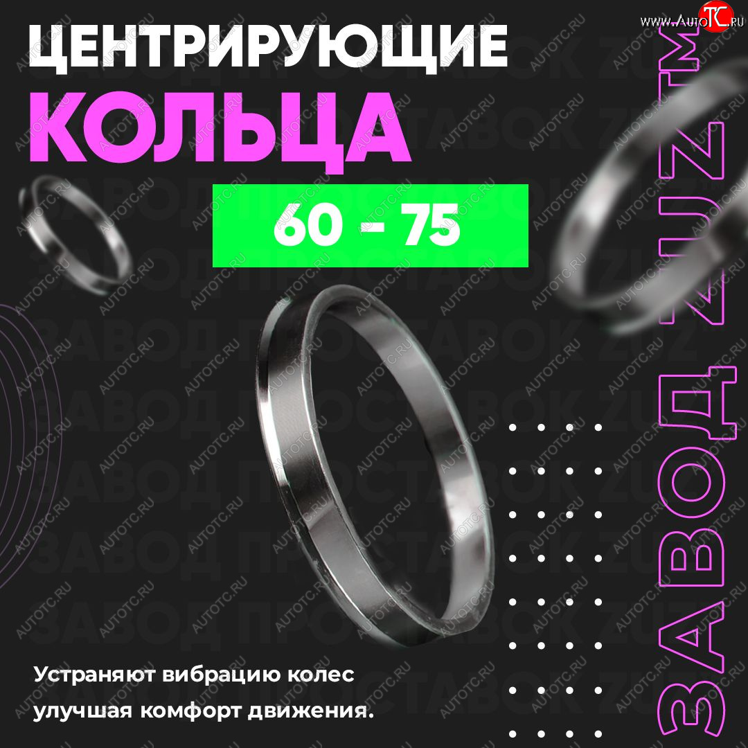 1 799 р. Алюминиевое центровочное кольцо (4 шт) ЗУЗ 60.0 x 75.0    с доставкой в г. Набережные‑Челны