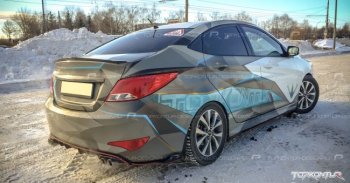 1 799 р. Диффузор заднего бампера TopKontur Design Hyundai Solaris RBr седан рестайлинг (2014-2017) (Неокрашенный)  с доставкой в г. Набережные‑Челны. Увеличить фотографию 2