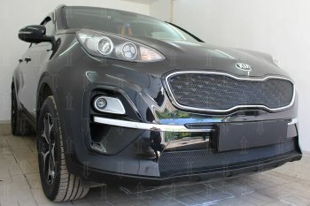 7 499 р. Защитная сетка в бампер (верх, ячейка 4х10 мм) Alfeco Премиум  KIA Sportage  4 QL (2018-2022) рестайлинг (Чёрная)  с доставкой в г. Набережные‑Челны. Увеличить фотографию 4