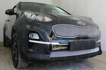 7 599 р. Защитная сетка в бампер (верх, ячейка 4х10 мм) Alfeco Премиум  KIA Sportage  4 QL (2018-2022) рестайлинг (Хром)  с доставкой в г. Набережные‑Челны. Увеличить фотографию 3