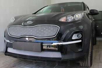 7 599 р. Защитная сетка в бампер (верх, ячейка 4х10 мм) Alfeco Премиум  KIA Sportage  4 QL (2018-2022) рестайлинг (Хром)  с доставкой в г. Набережные‑Челны. Увеличить фотографию 4