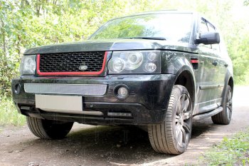 4 299 р. Защитная сетка в бампер (середина, ячейка 4х10 мм) Alfeco Премиум Land Rover Range Rover Sport 1 L320 дорестайлинг (2005-2009) (Хром)  с доставкой в г. Набережные‑Челны. Увеличить фотографию 2