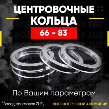 Алюминиевое центровочное кольцо (4 шт) ЗУЗ 66.0 x 83.0 BMW 7 серия (G11,G12), i3 (I01), Mercedes-Benz C-Class (W201), CL class (W215), CLA class (C117,  X118), E-Class (W212), Nissan Avenir - X-trail 1 T30, SSANGYONG Korando (3)