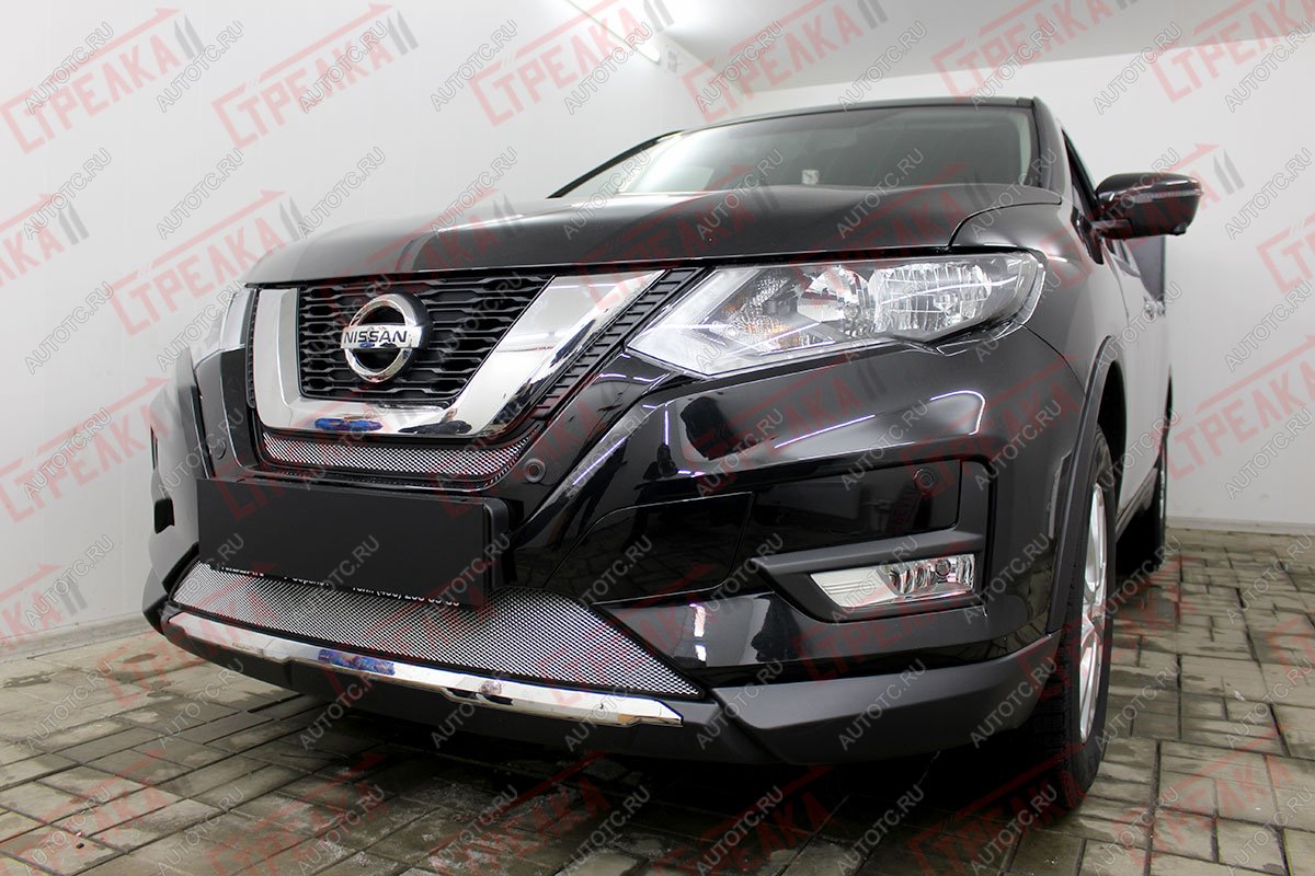 2 969 р. Защита радиатора (середина) Стрелка11 Стандарт  Nissan X-trail  3 T32 (2017-2022) рестайлинг (хром)  с доставкой в г. Набережные‑Челны