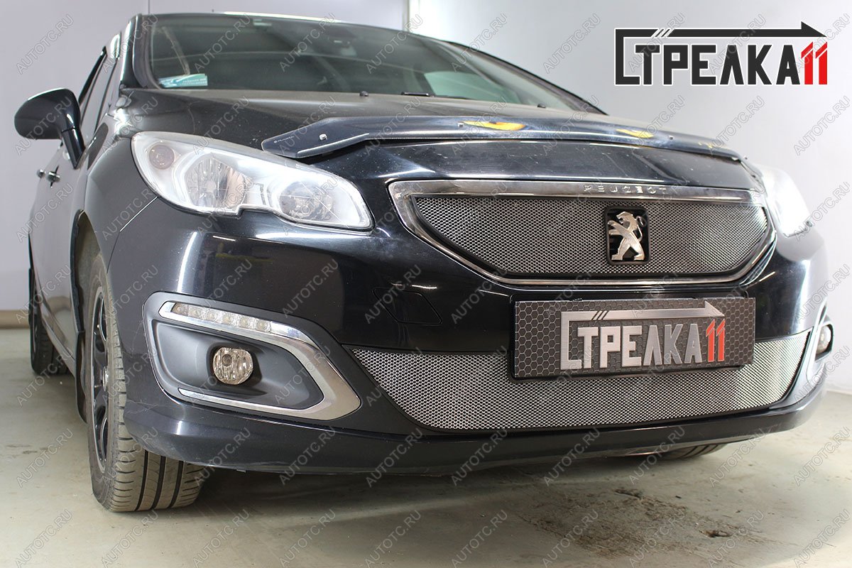 3 499 р. Защита радиатора (низ) Стрелка11 Стандарт  Peugeot 408 (2015-2022) рестайлинг (хром)  с доставкой в г. Набережные‑Челны