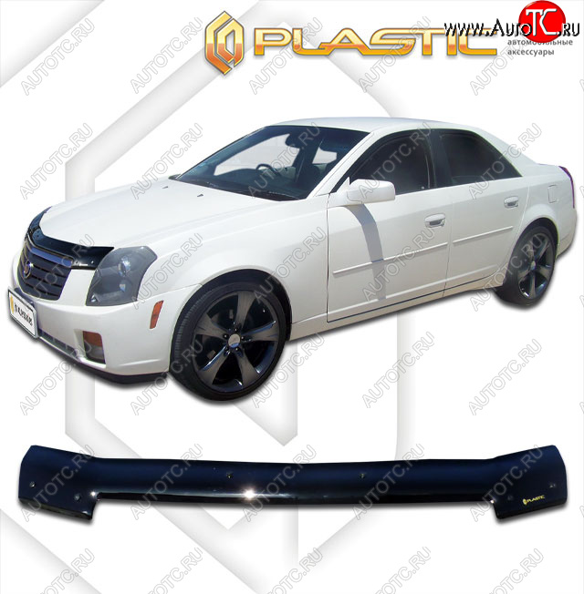 2 079 р. Дефлектор капота CA-Plastic  Cadillac CTS  седан (2002-2007) (classic черный, без надписи)  с доставкой в г. Набережные‑Челны