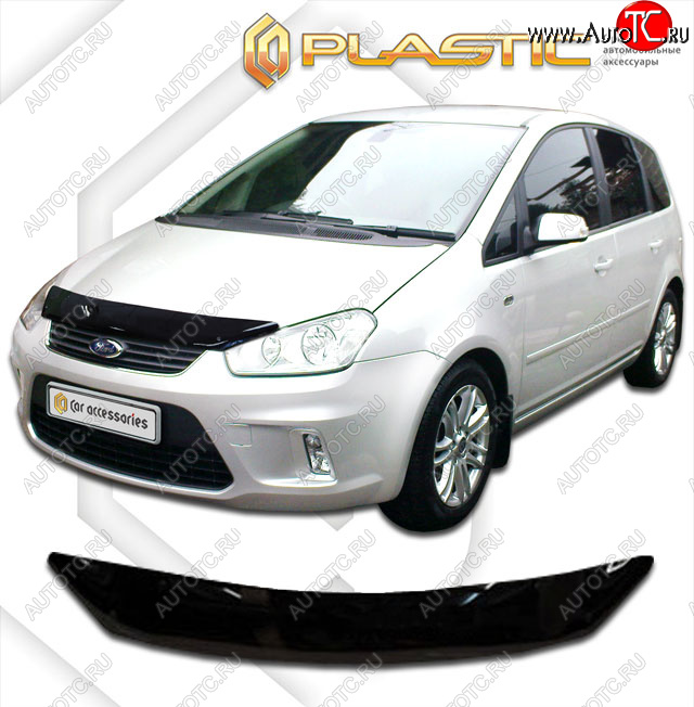 1 999 р. Дефлектор капота CA-Plastic  Ford C-max  Mk1 (2007-2010) рестайлинг (classic черный, без надписи)  с доставкой в г. Набережные‑Челны