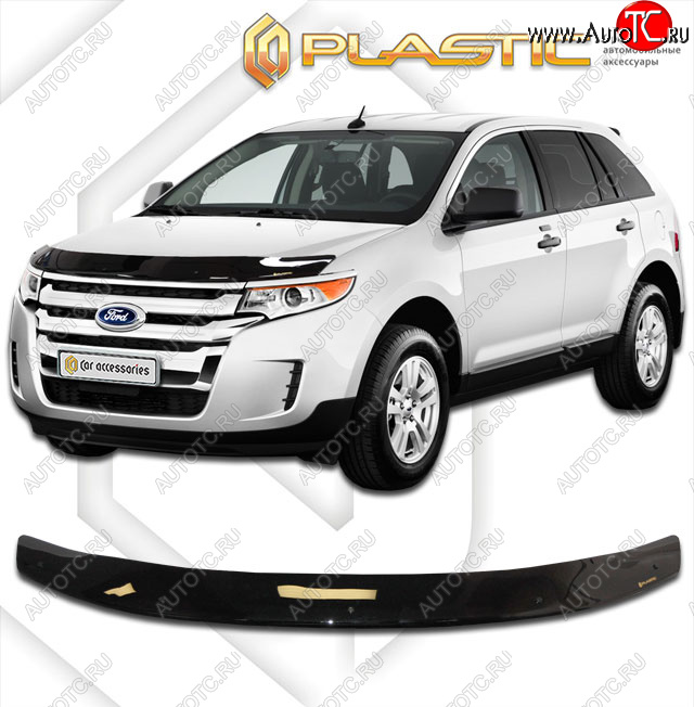 1 999 р. Дефлектор капота CA-Plastic  Ford Edge  U387 (2011-2015) рестайлинг (classic черный, без надписи)  с доставкой в г. Набережные‑Челны