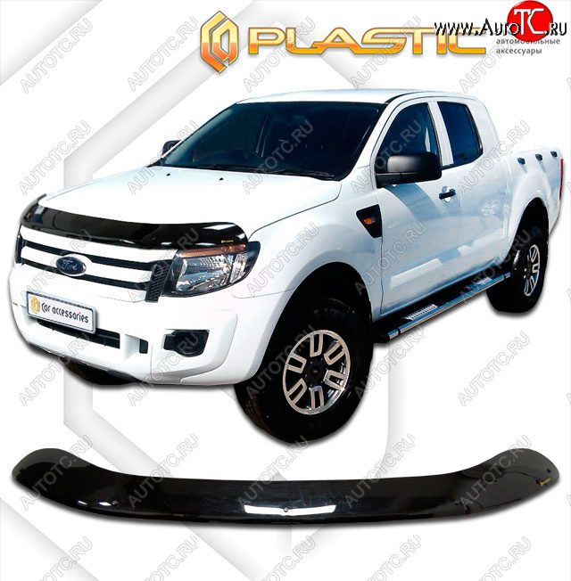 2 289 р. Дефлектор капота CA-Plastic  Ford Ranger  RapCab (2011-2016) дорестайлинг (classic черный, без надписи)  с доставкой в г. Набережные‑Челны