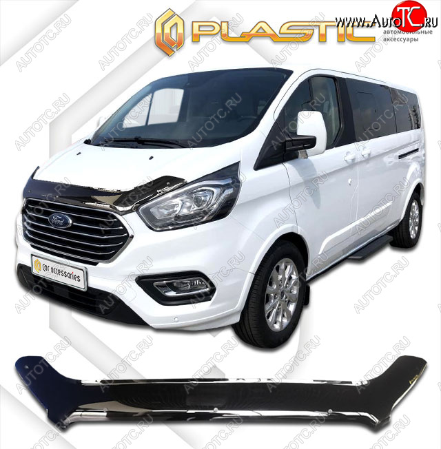 2 099 р. Дефлектор капота CA-Plastic  Ford Tourneo Custom (2017-2021) рестайлинг (classic черный, без надписи)  с доставкой в г. Набережные‑Челны